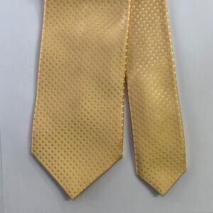DOLCEPUNTA Yellow White Polka Dot Silk Tie